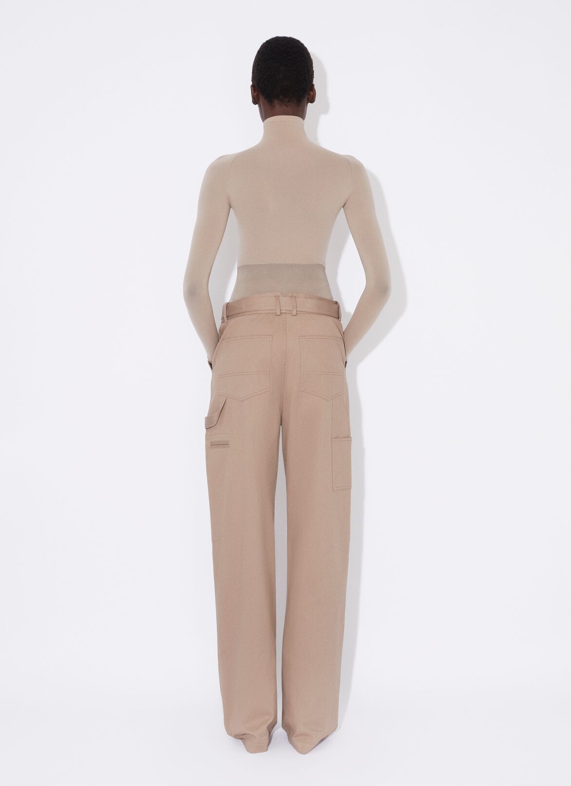 CARGO TROUSERS WITH KNIT BAND ALAÏA TAN CARGO TROUSERS WITH KNIT BAND